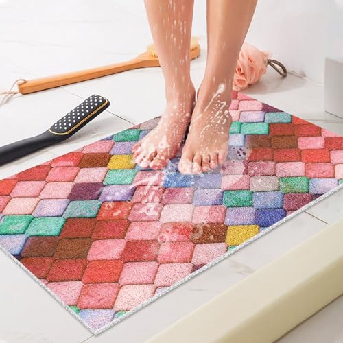 Duschmatte rutschfest 80x100 cm - Weich Komfort Sicherheits Badematte mit Ablauflöchern, PVC-Luffa Massage Antirutschmatte für Dusche, Schnell trocknend von MACUNIN