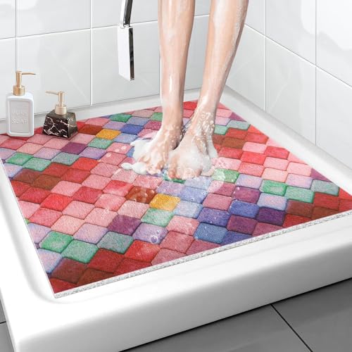 Duschmatte rutschfest 80x80 cm: Weich Komfort Badematte mit Ablauflöchern, PVC-Luffa Massage Antirutschmatte Dusche, Duscheinlage rutschfest für Senioren und Kinder Duschmatte rutschfest 80x80 cm: Weich Komfort Badematte mit Ablauflöchern, PVC-Luffa Massage Antirutschmatte Dusche, Duscheinlage rutschfest für Senioren und Kinder von MACUNIN