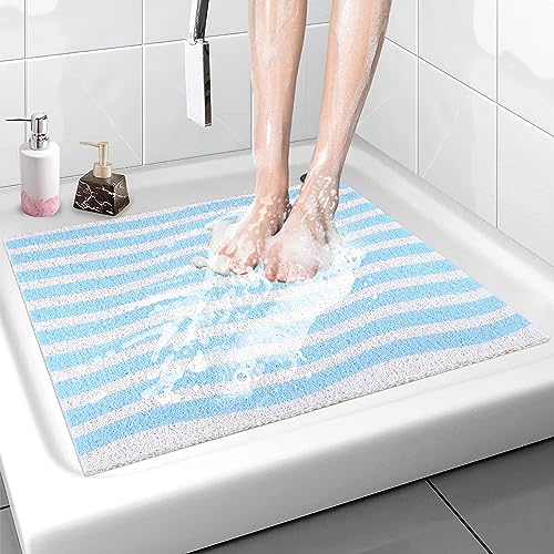 Sicherheits Duschmatte rutschfest 60x60cm - Weich Komfort Badematte mit Ablauflöchern - PVC-Luffa Massage Duschmatten für Nassbereiche -Schnell trocknend von MACUNIN