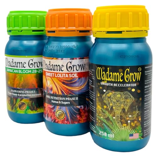 Cannabis-Dünger - MADAME GROW - Wurzel, Wachstum und Blüte - KIT BASIC 420 TRIPACK - Dünger oder Dünger für Marihuana - (3 x 250 ml) von MADAME GROW