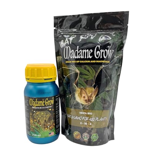 MADAME GROW Boost Kit Wachstumsbeschleuniger 250 ml + Fledermausguano 500 g, Pflanzenwurzel- und Blühdünger, Pflanzendünger, Wachstum und Stimulator, bereichert Substrat von MADAME GROW