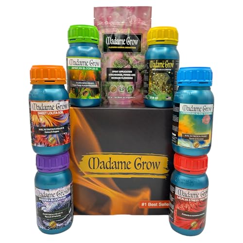 MADAME GROW Cannabis-Dünger Wachstum und Blüte - Kit 7 Pack - (6x500 ml+30 gr) von MADAME GROW