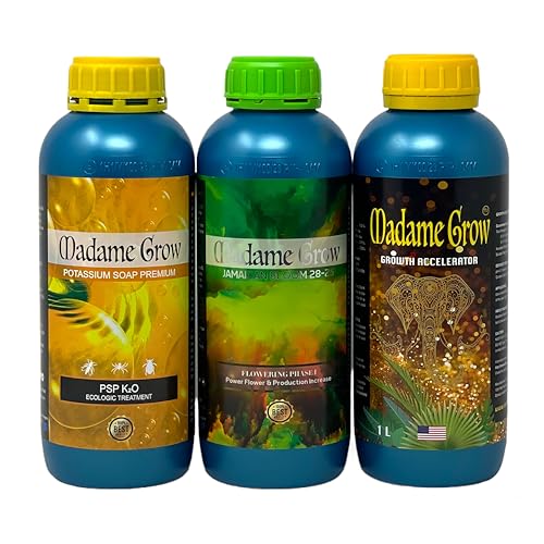 MADAME GROW - Organische Düngemittel - WURZEL UND WACHSEN - Blüte PK und Kaliseife - KIT LAURINA (3x1L) von MADAME GROW