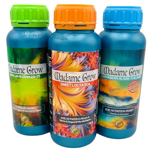 MADAME GROW - Organischer Dünger - Dünger für den Pflanzenanbau 420 - Algen, Energie und Blüte PK - Höchster Ertrag - Höchste Ernte - KIT IBIZA (3x500ml) von MADAME GROW