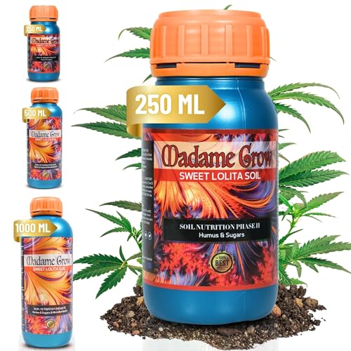 MADAME GROW Dünger Pflanzen – Grüner Pflanzendünger – Flüssigdünger für Pflanzen – Universeller Wachstumsdünger – Blühdünger für Pflanzen – Aromatische Früchte – Große Blumen (SWEET LOLITA SOIL 250ml) von MADAME GROW