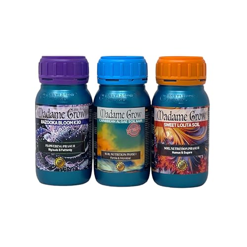 MADAME GROW - Organischer Dünger - Outdoor & Indoor Culture - Nährstoffe, Dünger oder Düngemittel für 420 oder therapeutische Pflanzen - KIT FORMENTERA (3x250ml) von MADAME GROW