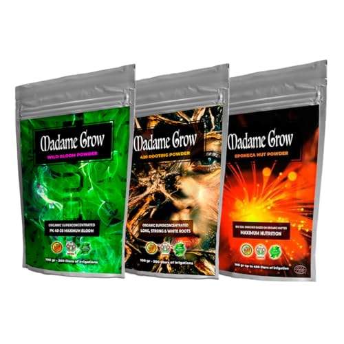 MADAME GROW Power Roots and Bloom Kit, Bewurzelungspulver 100 g + Wildblütenpulver 100g + Eponeca-Nusspulver 100 g, Bewurzelung, Dünger und Kompost für Pflanzen, Erde und Pflanzsubstrate MADAME GROW Power Roots and Bloom Kit, Bewurzelungspulver 100 g + Wildblütenpulver 100g + Eponeca-Nusspulver 100 g, Bewurzelung, Dünger und Kompost für Pflanzen, Erde und Pflanzsubstrate von MADAME GROW
