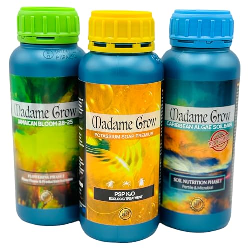Madame Grow - Organischer Dünger - Sortiment aus Natur - oder Düngemitteln, Blüten, Algen und Kaliseife - Für Pflanzen 420 - KIT JADE (3x500ml) von MADAME GROW