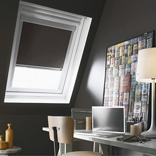 MADECOSTORE Dachrollo, Verdunkelungsrollo, Aluminiumrahmen, kompatibel mit Velux®, Anthrazitgrau, L38 x HC02/C04 von MADECOSTORE