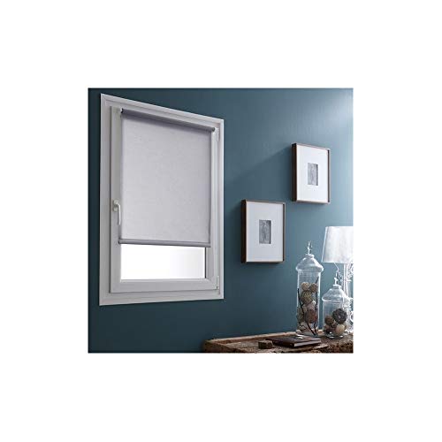 MADECOSTORE Easy Screen Rollo Einfarbiger Stoff Leinen B90 x H185cm - Mit oder ohne Bohren von MADECOSTORE