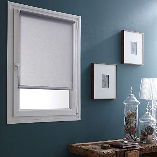 MADECOSTORE Easy Tageslichtrollo Grau Sichtschutzrollo B90 x H185cm - Mit oder ohne Bohren von MADECOSTORE