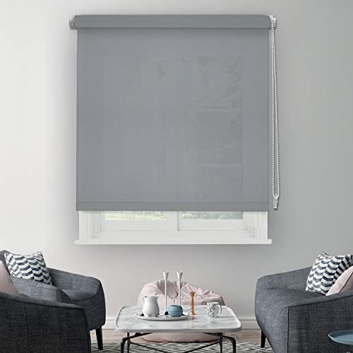 MADECOSTORE Fensterrollo, lichtdurchlässig, ohne Bohren, Hellgrau – L 91 x H 170 cm von MADECOSTORE