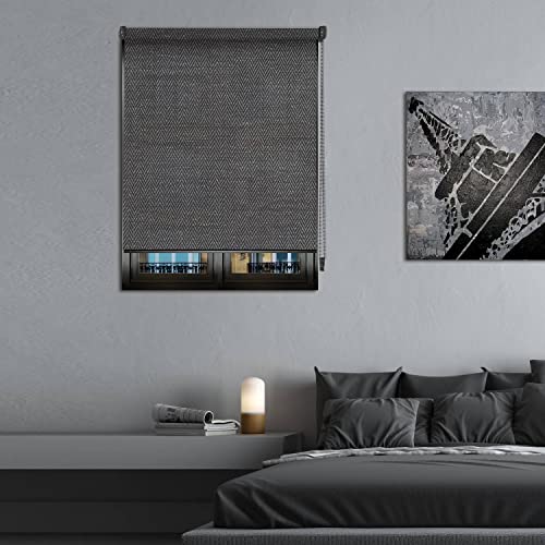 MADECOSTORE Rollo mit Aufrollmechanismus, verdunkelnd, 64 x 190 cm, Schwarz von MADECOSTORE