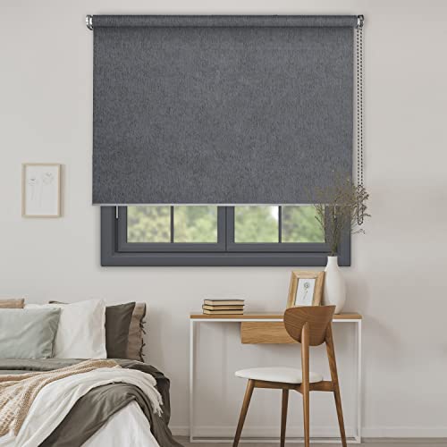 MADECOSTORE Verdunkelungsrollo, Velours-Optik, 64 x 190 cm, Grau von MADECOSTORE