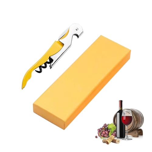 Kellnermesser Edelstahl, 68g Heavy Duty Edelstahl Wine Key,Korkenzieher Weinöffner mit Geschenkbox (Gelb/Geschenkbox) von MADEHAY