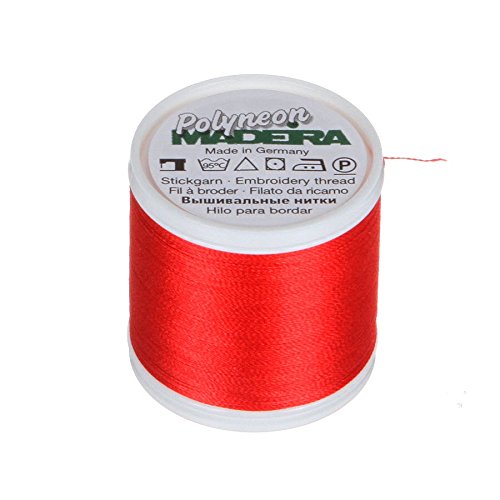 Madeira 9845 – – 1838 2-lagig Polyneon Polyester Stickgarn, 40 wt/135D 440 YD, Poppy Red von MADEIRA