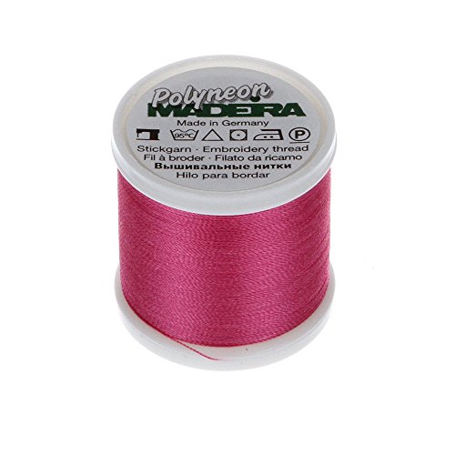 MADEIRA 9845-1990 2-lagiges Polyneon-Polyester-Stickgarn, 40 W/135D, 440 Yd, Hot Pink von MADEIRA