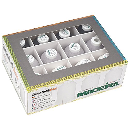 MADEIRA Overlock Garn-Box Sortiert weiß/hellgrau/schwarz/3x1000 m/9x1200 m, 9200 von MADEIRA