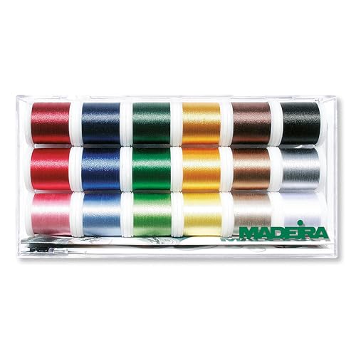 Madeira 40 Clear Box 18ct 8045 Stickbox Polyneon 18 Farben à 400 m, Leinen, Assorted, One Size, 7200 Madeira 40 Clear Box 18ct 8045 Stickbox Polyneon 18 Farben à 400 m, Leinen, Assorted, One Size, 7200 von MADEIRA