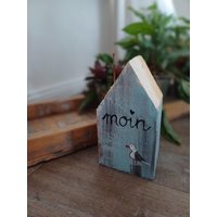 Holzhaus Maritim Möwe Meer Handbemalt Holz Gartendeko Holzhäuser Wimpelkette Schräghaus Geschenk Muttertag Unikat Rustikal Upcyling 1 Stück von MADEbyLENEShop