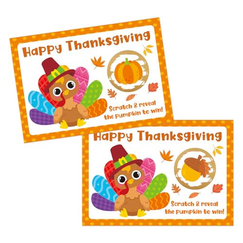 36 Stück Happy Thanksgiving Rubbelkarten, Freundschaftsspiele, Türkei, Erntedankfest, Dinner-Party, Spiel, Rubbeltickets für Erwachsene, Kürbis-Gastgeschenkideen (Türkei-2) von MADOO CITRUS