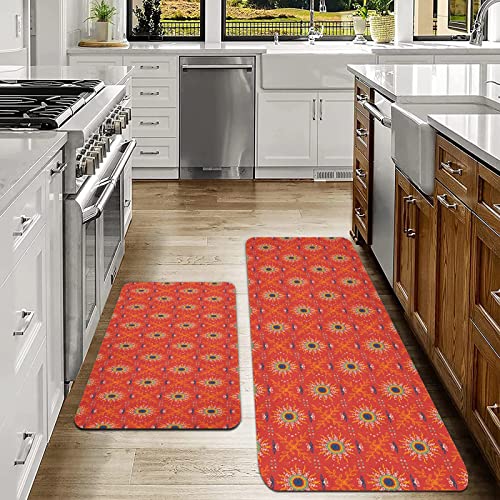 Küchenläufer 2 Stück, küchenteppich waschbar rutschfest,Ethnisches Volksspanisches traditionelles Vintages Blumenmuster mit,Teppich küche Gummirücken Küchenmatte für Esszimmer, Küche(40x60cm+40x120cm) Küchenläufer 2 Stück, küchenteppich waschbar rutschfest,Ethnisches Volksspanisches traditionelles Vintages Blumenmuster mit,Teppich küche Gummirücken Küchenmatte für Esszimmer, Küche(40x60cm+40x120cm) von MADVEI