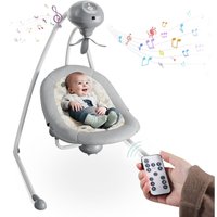 Elektrische Babywippe, 360° verstellbare, 5 Wiegegeschwindigkeiten, gepolsterte Sicherheitsgurte, 12 Melodien 5 Naturgeräusche von MAEREX