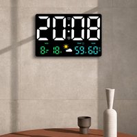 2-in-1-Wecker + Wetterstation digitale Wanduhr Wetter agsivo großer LED-Bildschirm mit Fernbedienung automatische Helligkeit Innentemperatur von MAEREX