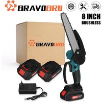 Maerex - Bravobro 18V 8'' Akku-Kettensäge bürstenlos 2 Batterien blau von MAEREX