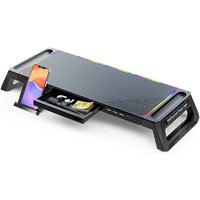 Monitor-Hebeständer, faltbarer Ständer für Computer mit 4 USB-Erweiterungsports, Schreibtisch-Aufbewahrung, integrierter Telefonhalter und Schubladen von MAEREX