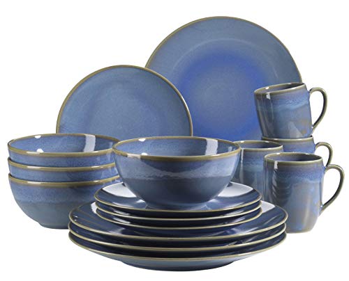 MÄSER 931547 Ossia Geschirr-Set für 4 Personen im mediterranen Vintage-Look, 16-teiliges Kombiservice in Hellblau, Keramik von MÄSER