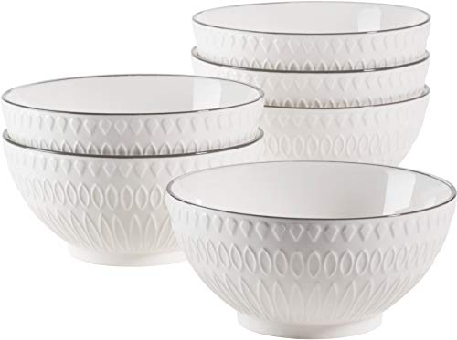 MÄSER 931576 Serie Telde, Müslischalen Set in Gastronomiequalität, 6 Schalen mit hübscher Relief-Oberfläche, Durable Porzellan, Weiß von MÄSER