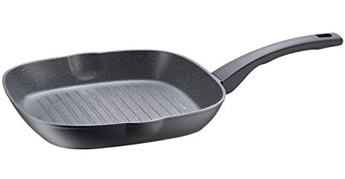 MÄSER 931595 Serie Leonis, Geschmiedete Grillpfanne, geeignet für Induktion, beschichtete Steakpfanne mit hochwertiger Granitec Antihaft Versiegelung, Aluminium, schwarz von MÄSER