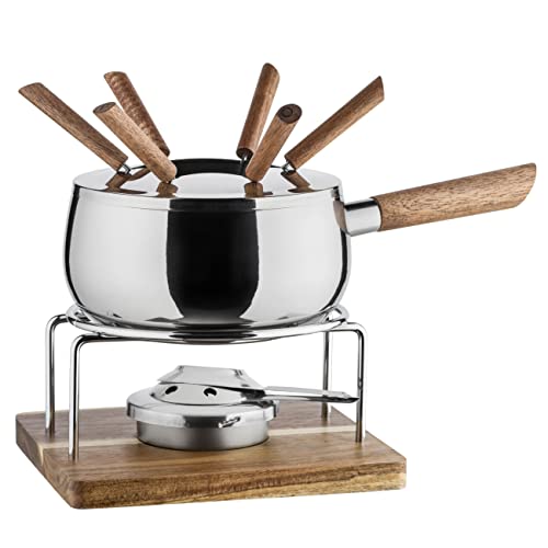 MÄSER 931895 Fondue Set für 6 Personen in modern-rustikalem Design, ideal für Fleischfondue, 10-teiliges Fondueset inklusive Fonduegabeln und Fonduebrenner, Edelstahl, 1.9 liters von MÄSER