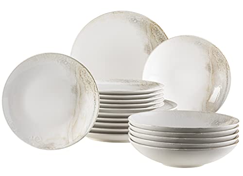 Mäser Teller-Set, Steinzeug Ossia, 6 Personen, Weiß / Beige von MÄSER