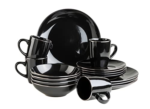 MÄSER Kombiservice, Steinzeug METALLIC RIM Schwarz, 16-teilig von MÄSER