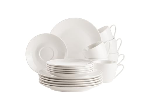 MÄSER 934105 Serie Belmira, klassisches Kaffeeservice für 6 Personen, 18-teiliges Kaffeegeschirr, zeitlos, elegant, filigran, Porzellan, weiß von MÄSER