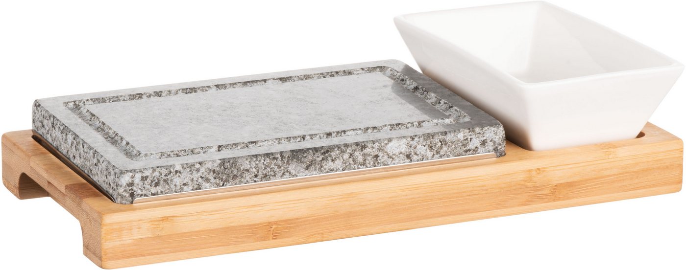 MÄSER Backstein Heißer Stein, (Set, 4-St., 1x Bambustray, 1x heißer Stein, 1x Schüssel, 1x Hitzeschutz), Backofengeeignet von MÄSER
