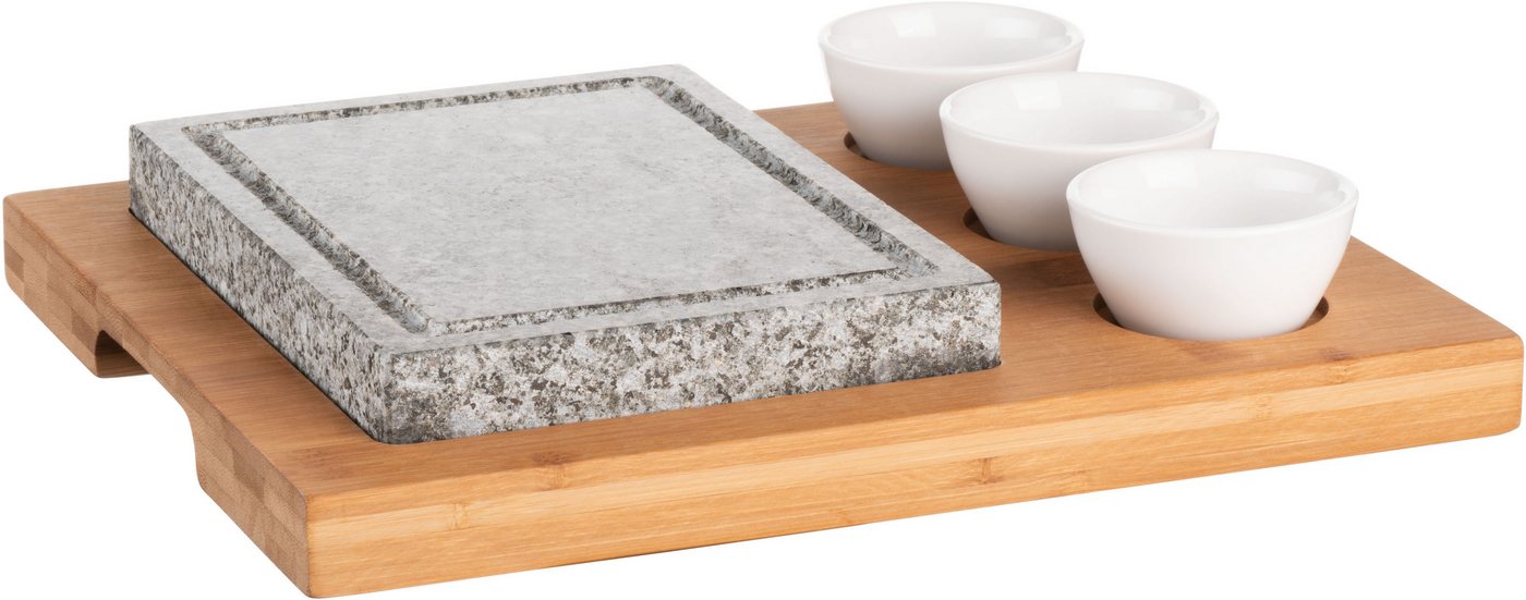 MÄSER Backstein Heißer Stein, (Set, 6-St., 1x Bambustray, 1x heißer Stein, 3x Schüssel, 1x Hitzeschutz), Backofengeeignet von MÄSER