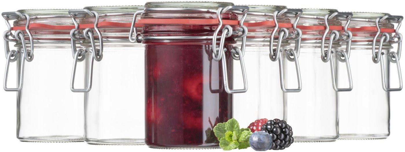 MÄSER Einmachglas Gothika, Einkochglas Set, Glas, (Set, 6-tlg., 6 x Einmachglas m. Deckel, Füllmenge 21,2 cl) von MÄSER