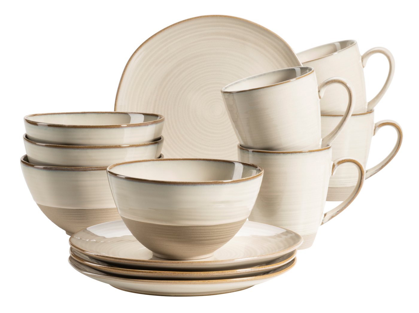 MÄSER Frühstücks-Geschirrset NOTTINGHAM, Geschirr-Set, Keramik (12-tlg), 4 Personen, Keramik von MÄSER