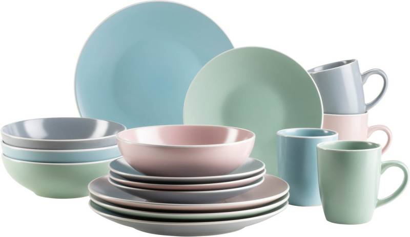 MÄSER Kombiservice ELISSA II, Geschirr-Set, Steinzeug (16-tlg), 4 Personen, Steinzeug von MÄSER