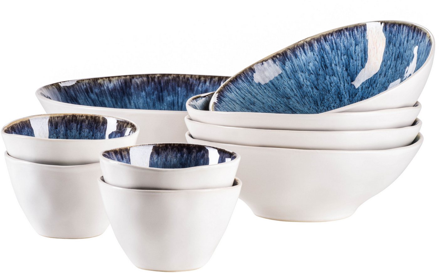 MÄSER Salatschüssel FROZEN, Salatschüssel-Set, Steinzeug, Steinzeug, (9-tlg) von MÄSER