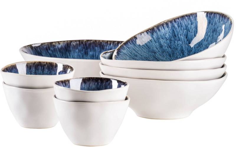 MÄSER Salatschüssel FROZEN, Salatschüssel-Set, Steinzeug, Steinzeug, (9-tlg) von MÄSER