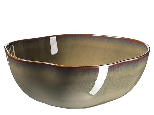 MÄSER Serie Cordelia, Salatschüssel aus hochwertigem Steinzeug, unregelmäßige Geschirr Formen; Steinzeug, Tropical, Rot/Braun von MÄSER