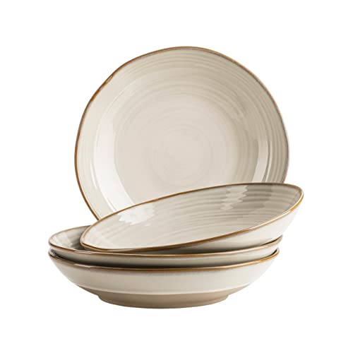 MÄSER Serie Nottingham, 4er Suppenteller Set mit filigranem Linienspiel und edler Glasur, große tiefe Teller für Pasta und Suppen aus Keramik in modernem Vintage Look, Steinzeug, Beige MÄSER Serie Nottingham, 4er Suppenteller Set mit filigranem Linienspiel und edler Glasur, große tiefe Teller für Pasta und Suppen aus Keramik in modernem Vintage Look, Steinzeug, Beige von MÄSER