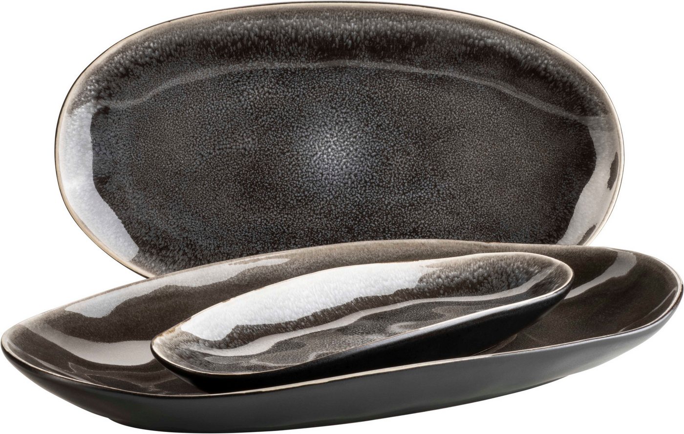 MÄSER Servierplatte Niara Organic, Servierplatten-Set, Steinzeug, Steinzeug, (Set, 3-tlg) von MÄSER