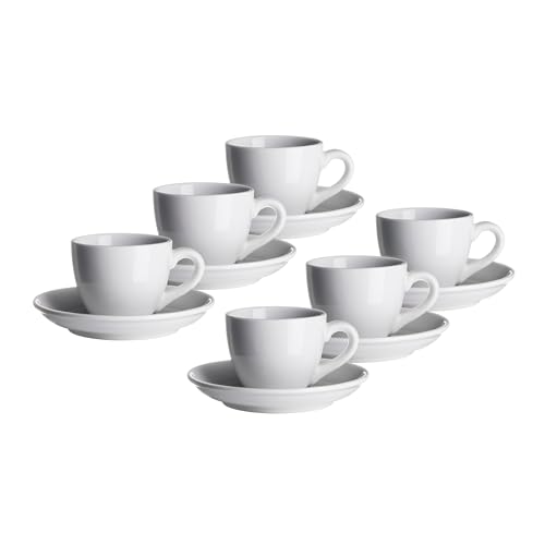Mäser, Serie Colombia, Espressotasse 8 cl, mit Espresso-Untertasse 12 cm, Porzellan Geschirr-Set für 6 Personen, Weiß von MÄSER