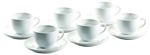 Mäser, Serie Colombia, Kaffeeobere 18 cl, mit Kaffeeuntere 15 cm, Porzellan Geschirr-Set für 6 Personen, Weiß von MÄSER