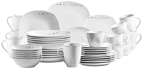 Mäser, Serie Fadilla, Kombiservice 42-teilig, Porzellan Geschirr-Set für 6 Personen, Weiß, Schwarz, Grau von MÄSER